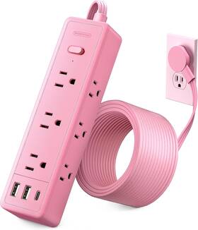 Technology Co. Ltd 313055144170 Pink Power Strip Surge Protector Cute Extension Cord 5ft 9