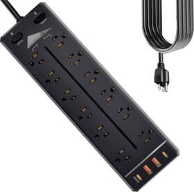 2500w Technology Co. Ltd. 313085371362 Heavy Duty Power Strip Surge Protector 20a Widely 12 Outlets/dual Switches