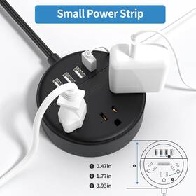 Technology Co. Ltd 313101918991 Flat Plug Power Strip 5 Ft Ultra Thin Extension Cord 3 Outlet And 4 U