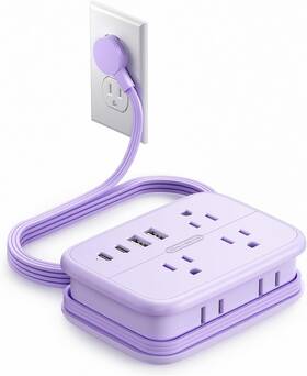 Technology Co. Ltd 313107678660 Purple Travel Power Strip 6 Outlets 4 Usb Ports 2 C 4ft Extension