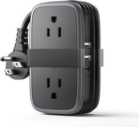 Technology Co. Ltd 445010265279 Travel Power Strip With Usb Ports 4ft Flat Plug Wrapped Around Short Extension