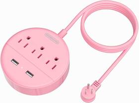 Technology Co. Ltd 445011417486 10 Ft Long Extension Cord Power Strip With Usb Pink Charging Station 3 Ou