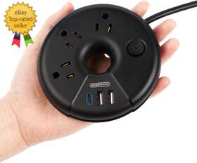 Technology Co. Ltd 445020689676 Travel Power Strip Flat Plug With 3 Outlets And Usb Chargers 1
