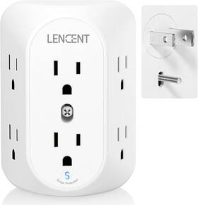Technology Co. Ltd. 445023863837 2 Prong Power Strip 3 To Outlet Adapter 6 Outlets Wall Tap Extender