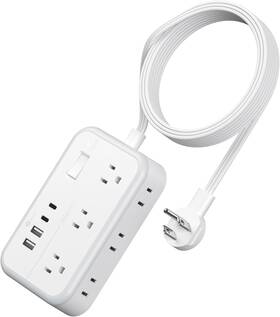 Technology Co. Ltd 705353125713 Surge Protector Power Strip With 6 Outlets 4 Usb Port 5 Ft Flat Plug Extension