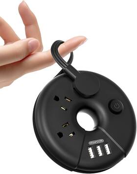 Technology Co. Ltd 711181393309 Flat Extension Cord 3feet Travel With 3 Usb Ports Black Power S