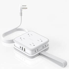Technology Co. Ltd 711181698664 Flat Plug Power Strip - 8 Widely Outlets With 3 Usb 1 C Side Outlet Ext