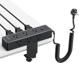 Technology Co. Ltd 744110503135 Standing Desk Power Strip With 6ft Coiled Extension Cord Clamp