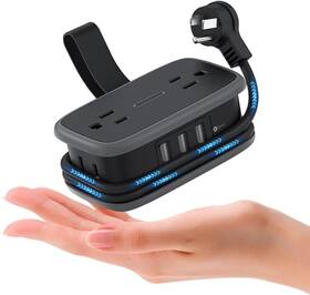 App-4a3u-us-bk Technology Co. Ltd Travel Power Strip With Usb Ports 4ft Flat Plug Wrapped Around Short Extension