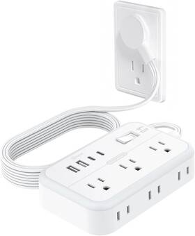 Aps-6a2u2c-us Technology Co. Ltd Surge Protector Power Strip With 6 Outlets 4 Usb Ports 2usb C Flat Extension