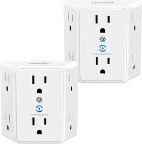 Be0410042 Technology Co. Ltd. Multi Plug 6 Outlet Extender 2 Pack Surge Protector Wall Tap Power Strip 3-sid