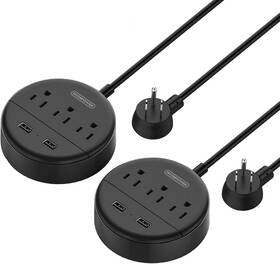 Osp-3a2u-us-bk-2 Technology Co. Ltd Power Strip With Usb 2-pack Travel Flat Plug 3 Outlets And 2