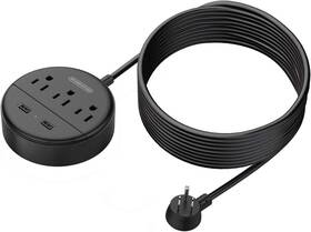 Osp-3a2u-us-bk-4.6m Technology Co. Ltd Long Extension Cord 15ft Flat Plug Power Strip Wall Mount With 3 Outlet 2 Usb
