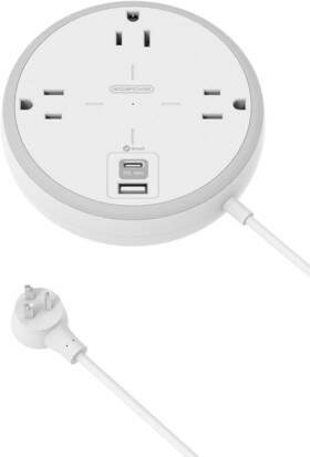 Ypd-3a2u-us-wh Technology Co. Ltd Power Strip With Usb C Flat Plug Ports 3 Widely Spaced O