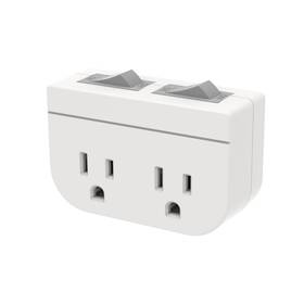 Teklectric 788643926290 Grounded Double Outlet Power Adapter With Separate On/off Rocker Switches 3 P