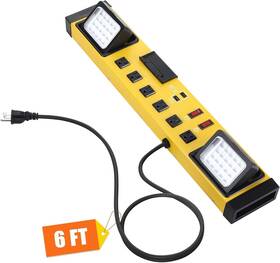 3705696 Tellegloww 6-outlet Power Strip With Led Worklight Heavy Duty 2 Usb Ports 15a Circuit Break