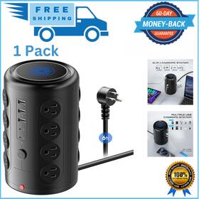 1500j Tentrend 313037121137 Power Strip Tower With 16 Outlets And 5 Usb Ports 2 Usb-c 1875w Surge