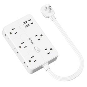 Terhavn 762849910901 Surge Protector Power Strip 1 Ft Flat Extension Cord 10 Ac Outlets And 4 Usb P