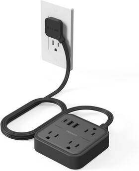 Tessan 445011726731 Surge Protector Power Strip Flat Extension Cord 5 Ft With Usb Ports 1 U
