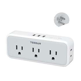 Tessan 975799310620 Multi Plug Outlet Splitter Surge Protector 5 Extender With 3 Usb