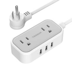 Tessan 975799310835 Mini Power Strip With 3 Usb Ports 2 Outlet Portable Flat Plug 5 F