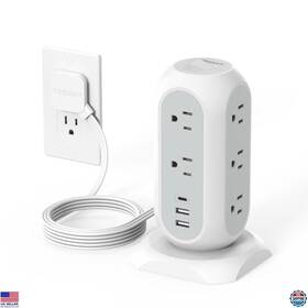 B092q99n22 Tessan Tower Power Strip 11 Outlets 3 Usb Ports Surge Protector 6ft Extension Cord