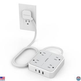B0b5cngkrh Tessan 5ft Flat Extension Cord Surge Protector 4 Outlets And 3 Usb Ports 900j