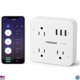 B0blv9p411 Tessan Smart Plug Outlet Extender 3 Outlets And Usb Ports Voice Control