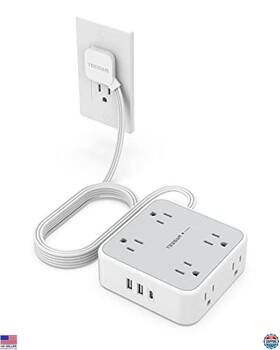 B0byd63h34 Tessan Surge Protector Power Strip 10ft Cord 8 Ac Outlets 3 Usb Ports Flat Plug