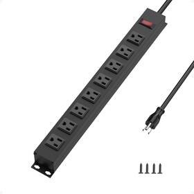Gm-by213-p08-bk Tessan Metal Power Strip 8 Outlets Heavy Duty With 6 Ft Extension Cord Surge Protector