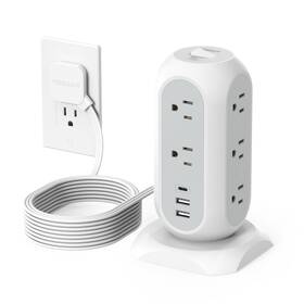Tps02-us-c Tessan Surge Protector Power Strip Tower 10 Ft Flat Plug Extension Cord With