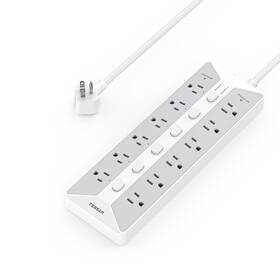 Ts-1013-2 Tessan Surge Protector Power Strip 6 Individual Switches And 12 Outlets F