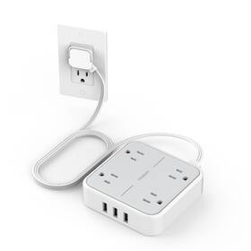Ts-102-1 Tessan Flat Plug Surge Protector Power Strip 5 Ft Extension Cord With 4 Outl