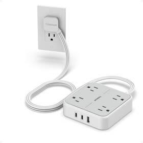 Ts-102-2c-sp Tessan Surge Protector Power Strip With 3 Usb 2 C 4 Outlets Flat Plug Ext