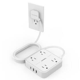 Ts-102-c-sg Tessan Flat Extension Cord 10 Ft Surge Protector Power Strip Feet With 4
