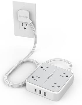 Ts-102-c-sp Tessan Surge Protector Flat Extension Cord 5ft 5 Ft Grey &