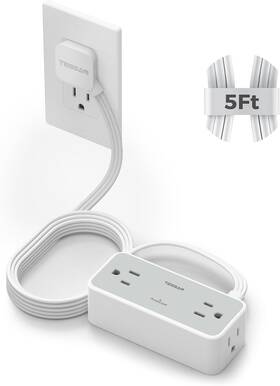 Ts-1020-2 Tessan 5ft Flat Extension Cord Surge Protector 5 Ft Without Usb Gray