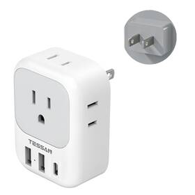 Ts-161-jp-c Tessan 2 Prong To 3 Adapter Multi Plug Outlet Extender With 4 Outlets