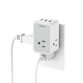 Ts-1610-c-sg Tessan Usb Wall Charger 15w Surge Protector Multi Plug Outlet Splitter With
