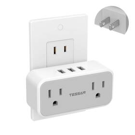 Ts-164us-jp Tessan 2 Prong To 3 Outlet Adapter Us Japan Plug With Out