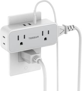Ts-167us-us-pd-sg-gr Tessan Surge Protector Outlet Extender With 4 Ac 3 Usb Ports For Home Office Dorm Room