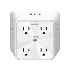 Ts-168-wh Tessan 8 Outlet Extender Multi Plug Wall Adapter Surge Protector 1700j Tap