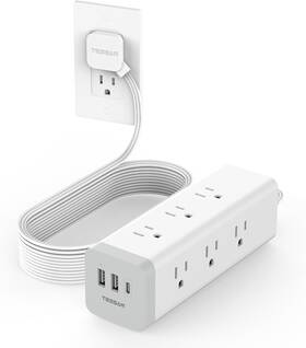 Ts-cube09-c Tessan Surge Protector Power Strip 15 Ft Flat Plug Long Extension Cord With 9