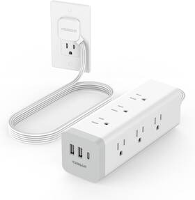 Ts-cube09-c-usba Tessan Ts-cube09-c-usba/c-white Surge Protector Power Strip Usb Flat Plug 15 Ft Extension - White