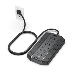 Ts-ps04us00 Tessan 4000j Surge Protector Power Strip 22 Outlets Heavy Duty Extension Cor
