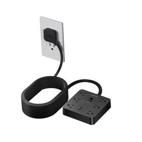Ts-tpm06-c Tessan Flat Plug Extension Cord 15 Ft Surge Protector Power Strip With 6 Out