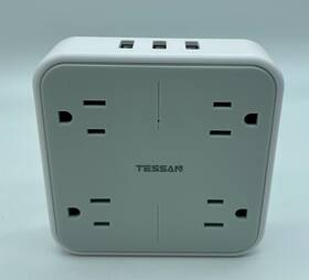 Ts-wm102 Tessan Multi Plug Surge Protector Splitter Extender 3 Usb And 4 Ac Outlets Wall Charger