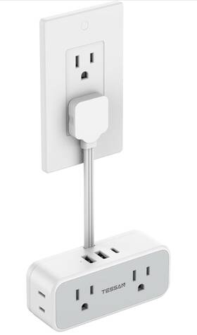 Ts-ws03us00 Tessan Multi Plug Wall Outlet Extender Short Extension Cord 6 Inch Flat Plu