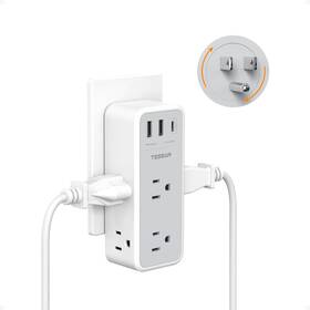 Ts-ws04us00 Tessan Multi Plug Wall Outlet Splitter With 360 Rotating 1800j Grey