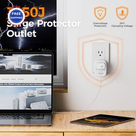 Ts-ws05us01 Tessan Surge Protector 1050 Joules 1875w Portable Wall Outlet Single Plug Light